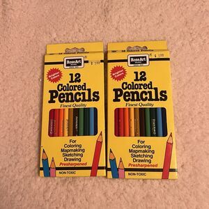 Lot of 2 Boxes Rose Art Pre-Sharpened Colored Pencils 24 Total NEW Back-2-School